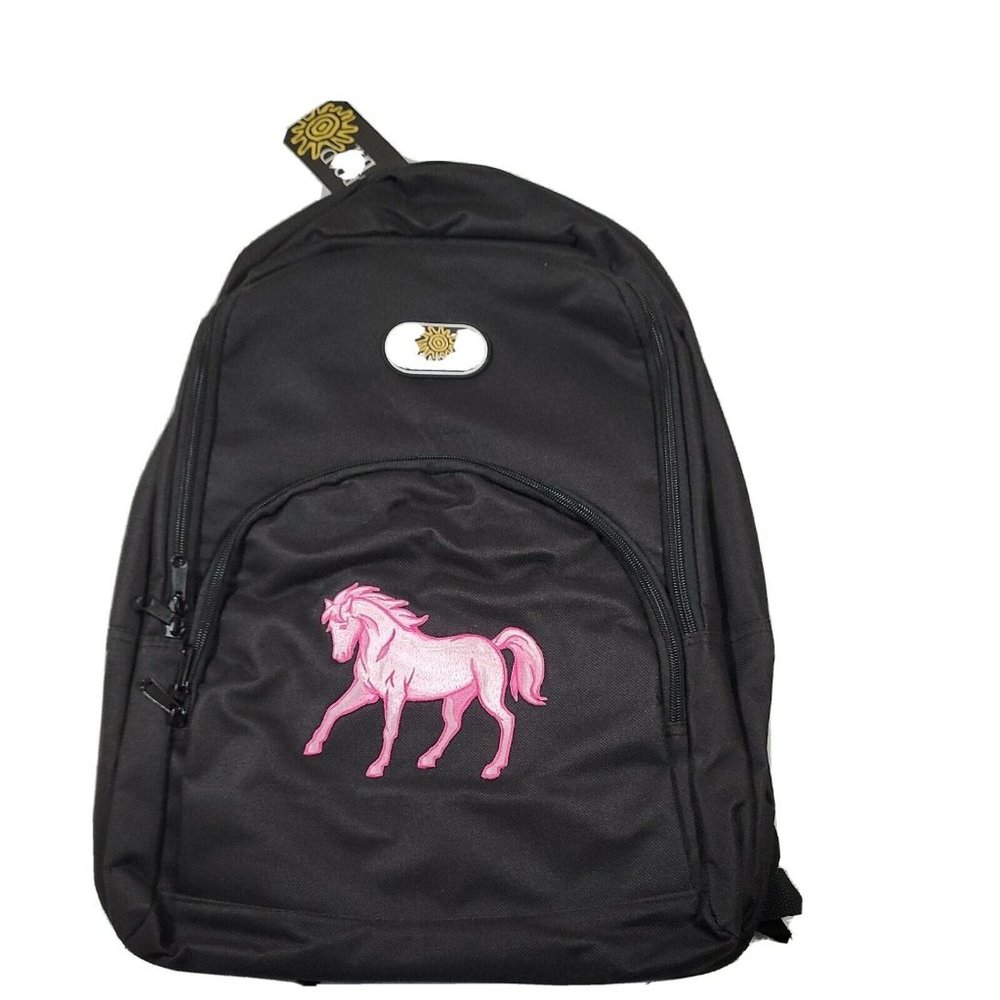 Broad Bay Backpack Black with Pink Horse with tags